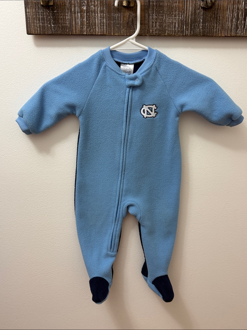 Rivalry Threads Light Blue Fleece Footed One-Piece with Navy Accents